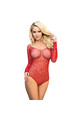 SUBBLIME - 952303 BODY LUCIDO CON SPALLE SCOPERTE MANICA LUNGA ROSSO TAGLIA UNICA