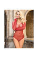 SUBBLIME - 952303 BODY LUCIDO CON SPALLE SCOPERTE MANICA LUNGA ROSSO TAGLIA UNICA