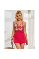 SUBBLIME - 954130 BABYDOLL CON DISEGNO FLOREALE ROSSO L/XL