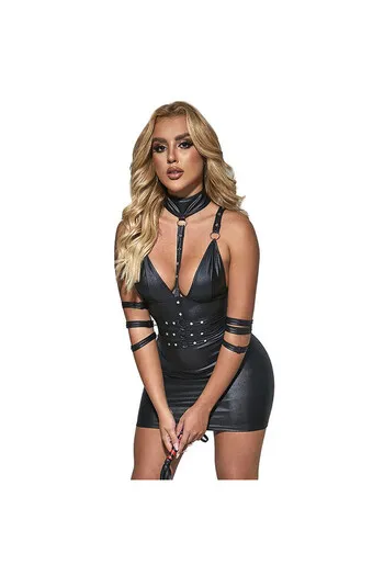 SUBBLIME - 954413 BODY BONDAGE IN PELLE NERO L/XL