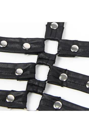 SUBBLIME - 954413 BODY BONDAGE IN PELLE NERO L/XL