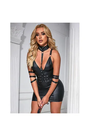 SUBBLIME - 954413 BODY BONDAGE IN PELLE NERO L/XL
