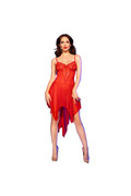 Sensual Red Babydoll in Transparent Tulle