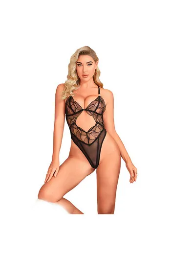 SUBBLIME - 955212 BODY TRASPARENTE CON PIZZO NERO CAVATO S/M