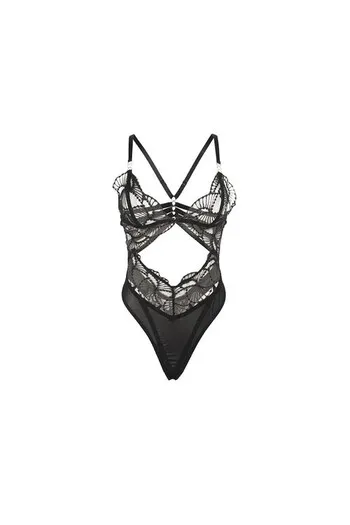 SUBBLIME - 955229 BODY TRASPARENTE CON PIZZO CAVATO NERO L/XL