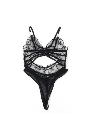 SUBBLIME - 955229 BODY TRASPARENTE CON PIZZO CAVATO NERO L/XL