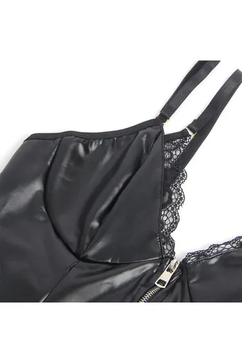 SUBBLIME - 955458 BODY IN PELLE NERA CON ZIP S/M