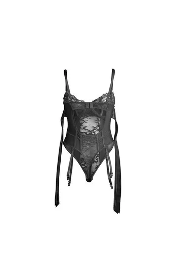 SUBBLIME - 955496 BODY IN PIZZO CON FIOCCHI E GIARRETTIERE NERO S/M