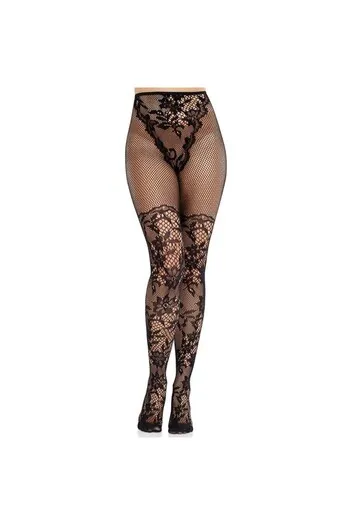 LEG AVENUE - CALZE IN PIZZO DAHLIA CON DETTAGLIO A RETE NERE