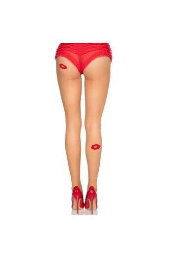 LEG AVENUE - 1415 CALZE VELATE IN LYCRA CON BACI - TAGLIA UNICA