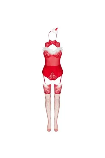 Sensual Christmas Set: Bodysuit, Stockings & Headband