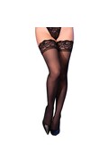 Black Lace Over-the-Knee Stockings - Sensual Elegance