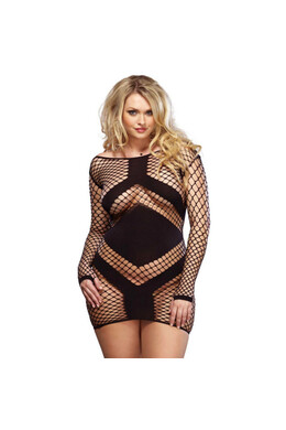 Mini Vestito Rosso con Maniche Lunghe e Pannelli Opachi