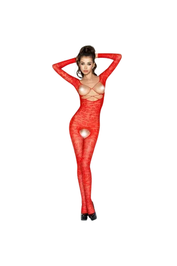 PASSION - WOMAN BS031 BODYSTOCKING ROSSO TAGLIA UNICA