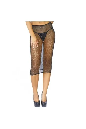 LEG AVENUE - MULTIDRESS A RETE CRISTALLIZZATA NERO OS