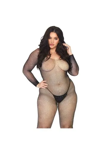 LEG AVENUE - CALZA BODY A RETE CRISTALLIZZATA 1X-2X