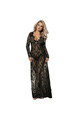 Vestito lungo nero con bordati floreali - Eleganza sublime