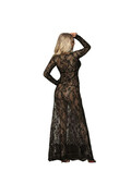 Vestito lungo nero con bordati floreali - Eleganza sublime