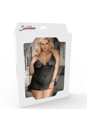SUBBLIME - QUEEN PLUS SET TOP E PERIZOMA NERO