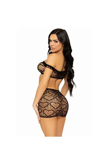 Set 3 pezzi top corto senza spalline e minigonna