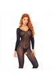 LEG AVENUE - BODYSTOCKING MANICA LUNGA NERO