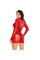 LEG AVENUE - MINI ABITO CON PIZZO MANICA LUNGA ROSSO