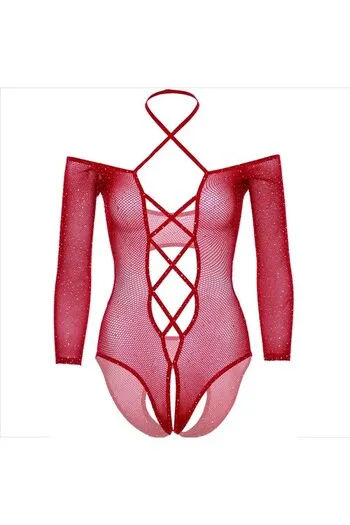 LEG AVENUE - BODY CROTHLESS CON ROSSO LUCIDO