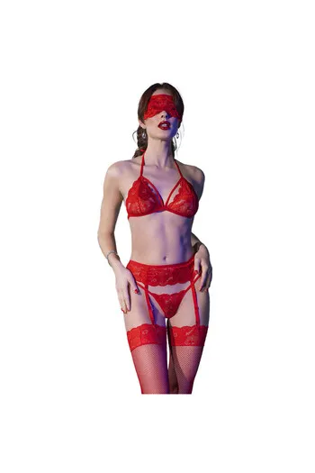 Set lingerie sensuale 4 pezzi per intimità passionale