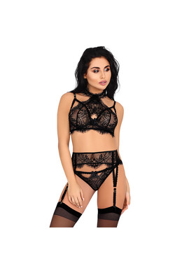 Set lingerie elegante con reggicalze e pizzi sensuali