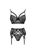 LIVCO CORSETTI FASHION - MORIDAM LC 90552 REGGISENO + REGGISENO + SLIP NEGRO