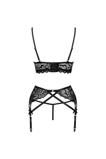 LIVCO CORSETTI FASHION - MORIDAM LC 90552 REGGISENO + REGGISENO + SLIP NEGRO