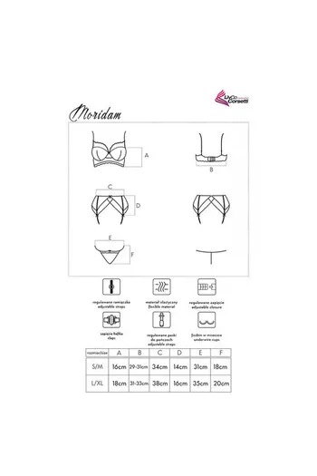 LIVCO CORSETTI FASHION - MORIDAM LC 90552 REGGISENO + REGGISENO + SLIP NEGRO