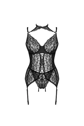 LIVCO CORSETTI FASHION - COLLEZIONE GIELLANDRA FOR THE SENSES CORSETTO + PANTY NERO