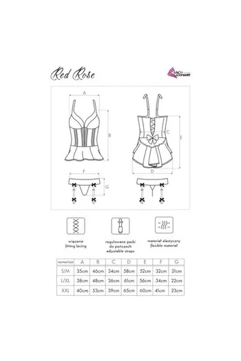 LIVCO CORSETTI FASHION - RED ROSE LC 90130 CORSETTO + SLIP ROSSO