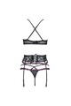 Elegant Lingerie Set with Black Lace and Silver Details