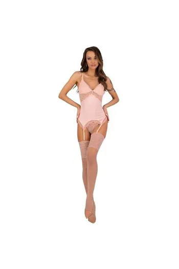 Set Lingerie 3 Pezzi in Pizzo Persinne Peach