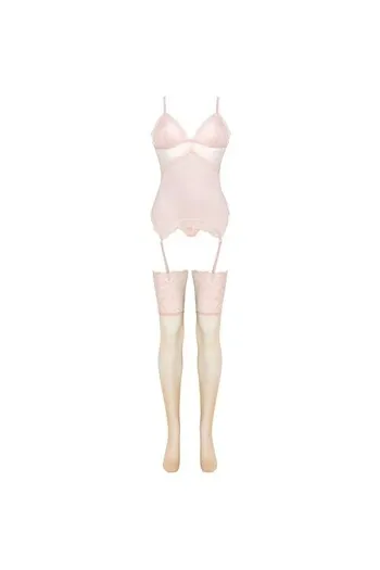 Set Lingerie 3 Pezzi in Pizzo Persinne Peach