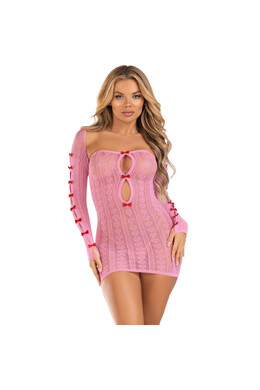 LEG AVENUE - ABITO CUORE E FIOCCHI ROSA TAGLIA UNICA