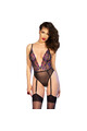 Sensual bodysuit with open crotch and garter straps