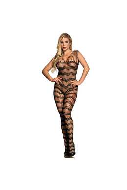 SUBBLIME - 951696 BODYSTOCKING A RETE SENZA CAVALLO CON SPALLINE SULLE SPALLE NERO TAGLIA UNICA