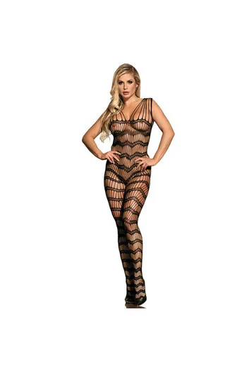SUBBLIME - 951696 BODYSTOCKING A RETE SENZA CAVALLO CON SPALLINE SULLE SPALLE NERO TAGLIA UNICA