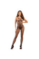 SUBBLIME - 952112 BODYSTOCKING A RETE CON DETTAGLI SU PETTO E PANCIA NERO TAGLIA UNICA