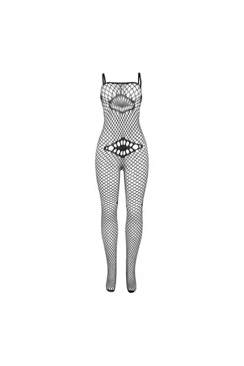 SUBBLIME - 952112 BODYSTOCKING A RETE CON DETTAGLI SU PETTO E PANCIA NERO TAGLIA UNICA