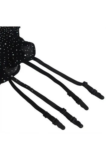 SUBBLIME - 952174 BODYSTOCKING A RETE CON GUANTI E STRASS NERO TAGLIA UNICA