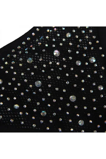 SUBBLIME - 952174 BODYSTOCKING A RETE CON GUANTI E STRASS NERO TAGLIA UNICA