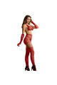 SUBBLIME - 952181 BODYSTOCKING A RETE CON GUANTI E STRASS ROSSO TAGLIA UNICA