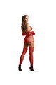 SUBBLIME - 952181 BODYSTOCKING A RETE CON GUANTI E STRASS ROSSO TAGLIA UNICA