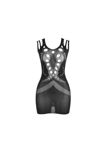 SUBBLIME - 952198 VESTITO A RETE CON DIAMANTI BRILLANTI NERO TAGLIA UNICA