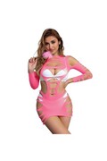 SUBBLIME - 952273 VESTITO ELASTICO A RETE MANICA LUNGA ROSA TAGLIA UNICA