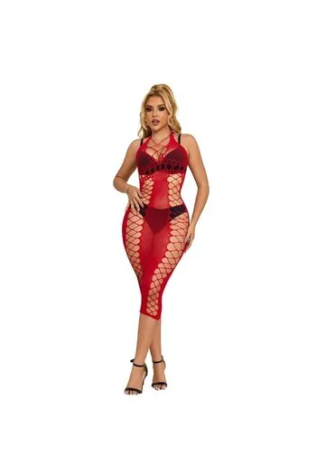 SUBBLIME - 952327 VESTITO LUNGO A RETE ROSSO TAGLIA UNICA
